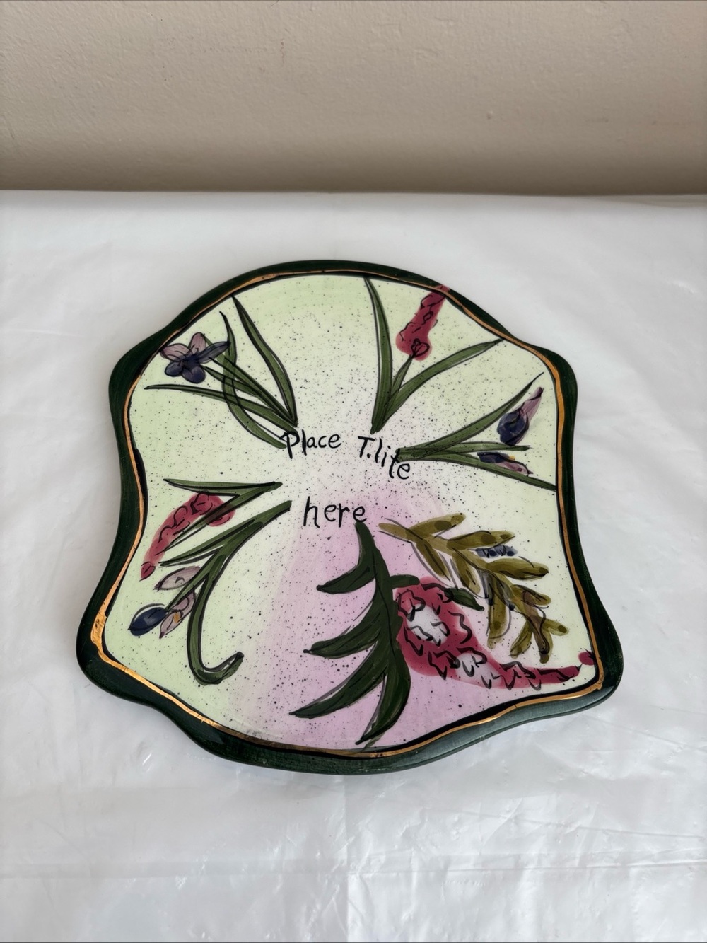 Vtg Blue Sky Clayworks place T.lite here birdhouse cottage floral Tile 2002